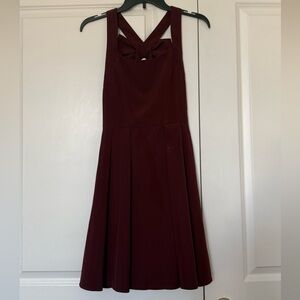 Sleeveless Cross-Back with Bow Burgundy Dress